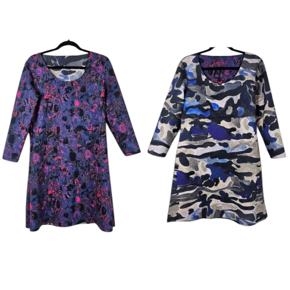 ANIMAPOP Reversible One Size Dress Abstract Print Camo & Floral Purple Blue Pink - Picture 1 of 11